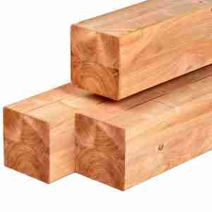 Red Class Wood ME vuren paal 14,0 x 14,0 x 300 cm, gedroogd, geïmpregneerd, geschaafd, 4 ronde hoeken, gelamineerd
